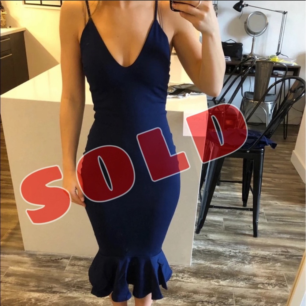 NWOT Navy Mermaid Midi Dress